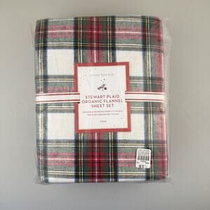 Pottery Barn Kids Stewart Plaid TWIN Sheet Set Organic Flannel Christmas New